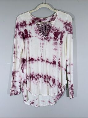 American Eagle Soft & Sexy Tie Dye Long Sleeve Tunic Size Small Strappy Boho Top